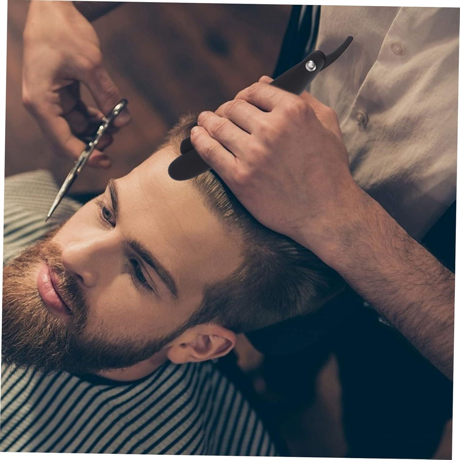 Professional Men's Straight Razor Kit, Equipped with Neck Brush and 10 Double-Edged Blades, Great for Barbershops, Father's Day & Daily Gifts