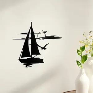 Vinyl Sailboat Sticker, Self-Adhesive Irregular Design, Matte Finish, Wall Car Laptop Decor, Wood Plastic Glass Metal Ceramic, Single Use