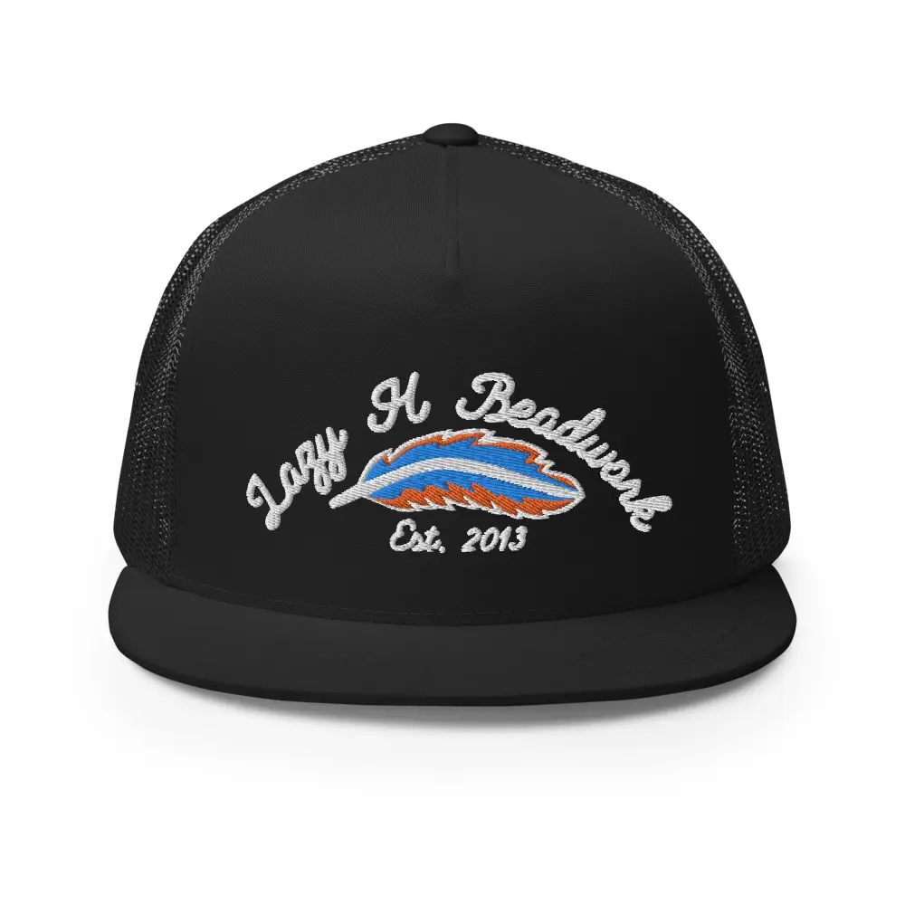 Lazy H Beadwork Feather Flat Bill Cap - Black