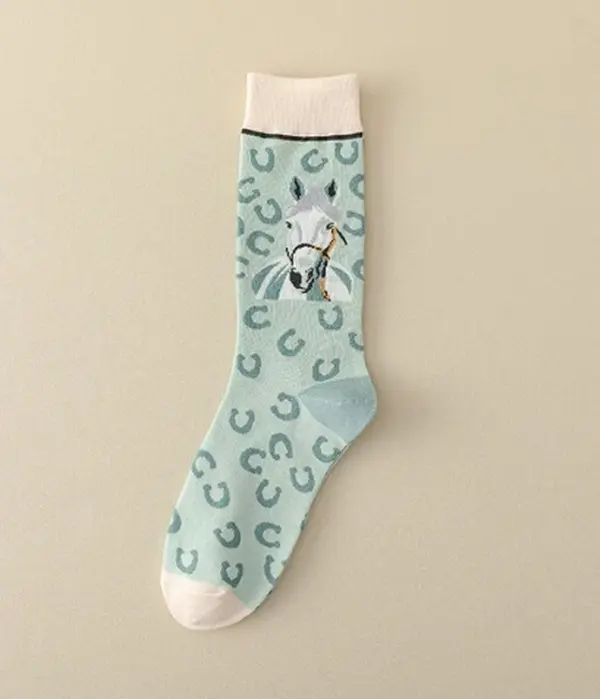 Horse Socks! Women's Horse Socks with Horseshoes and White Horse