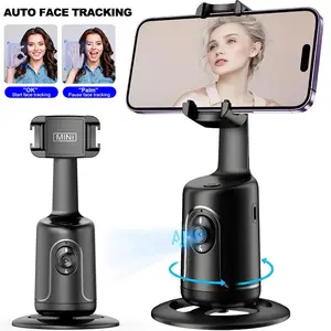 Automatic face tracking selfie gimbal for iOS, Android, Smartphone, equipped with fill light, 360° rotation motion tracking, no need for applications, gestures, remote control, perfect for real-time streaming, video logging