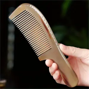 1 Piece Luxury Ox Horn Hair Brush - Thick Wide-Tooth Meridian Massage Comb, Suitable for All Hair Types, Hair Styling Comb