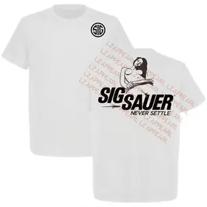 Sexy Lady on Sig Sauer Never Settle T-shirt, Tactical Gear for Sig Sauer Lovers, Unisex Short Sleeve Casual 100% Cotton, Made in USA