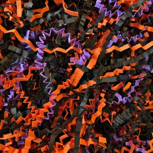200g(7oz) Crinkle Paper Shredded Filler for  Baskets  Box Paper Shreds Decoration on Halloween (Orange&Black&Purple)