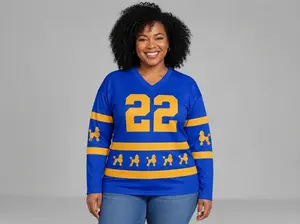 Women's Sigma Gamma Rho Royal Blue-Gold Long-Sleeve Hockey Jersey - SGRho Pretty Poodle Sorority Sports Top