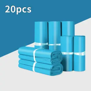 20pcs Thick Waterproof Shipping Bags Set, Multi-Size Self-Sealing, Moistureproof Leakproof, Essential for Ecommerce Packaging, Lake Blue Color