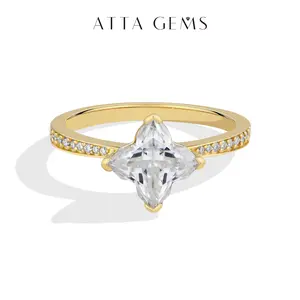 ATTAGEMS 7*7mm 2CT Four Leaf Clover Cut D Color vvs1 Lab-Created Moissanite Ring for Women 925 Sterling Silver Ring Engagement Anniversary Fine Jewelry Lucky Gift SpringStatements R388