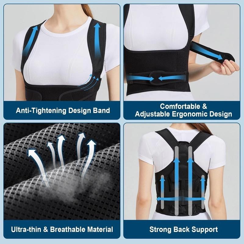 Back Brace Posture Corrector – Breathable Full Back Support, Shoulder Alignment, Spine Relief, Unisex Adjustable Support Vest
