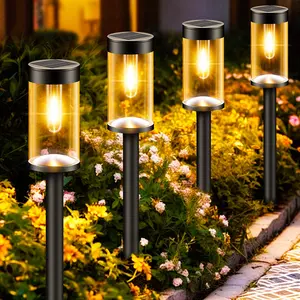 LED Solar Pathway Lights Outdoor, 8 Pack Waterproof Solar Powered Yard Lighting, Auto On/Off Solar Walkway Light for Garden Lawn Path Outside(Warm White)