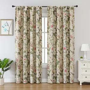 Vibrant Blackout Curtains, Window Curtain, American Country Style Floral Design, Polyester Fabric, Ideal for Home & Office Decoration