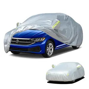 Car Cover, Sun Protect Heat Insulation Dustproof Scratch Prevention Car Cover with Reflective Warning Strip, Suitable for Volkswagen Jetta 1992-2025