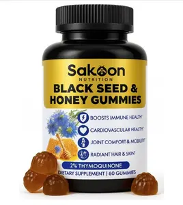 Sakoon nutrition Black Seed Oil Gummies with Honey and W/ 2%+ THYMOQUINONE - Nigella Sativa Seeds - Super antioxidant for Immune Support, Joints, Digestion, Hair & Skin - 60 Gummies