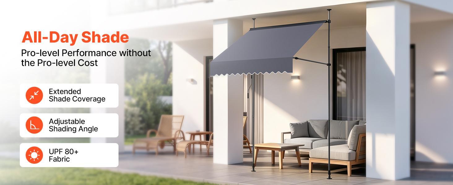 VEVOR Manual Retractable Awning, 59" Outdoor Retractable Patio Awning Sunshade Shelter, Height Adjustable Patio Door Window Canopy with Manual Crank Handle for Backyard, Garden, Balcony, Dark Gray VEVOR Manual Retractable Awning, 59" Outdoor Retractable Patio Awning Sunshade Shelter, Height Adjustable Patio Door Window Canopy with Manual Crank Handle for Backyard, Garden, Balcony, Dark Gray