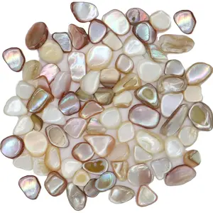 Small Mini Natural Crushed Mother of Pearl Shells for Weddings Vase Filler Home Décor, and Crafts 32 oz (2 lb), Colorful