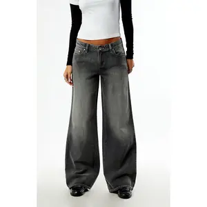 Pacsun Women's Casey Low Rise Baggy Jeans Button Pocket Gray