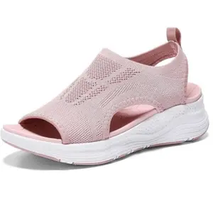 In-stock autumn wedge-heel casual slip-on fashion sandals for women, available in extended sizes, blending sporty and leisure styles.