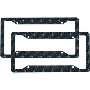 2 Pcs Car License Plate Frames for Women Men - Aluminum Solid Dark Shark Print License Plate Cover for Car Accessories for Women Men with Fasteners and Screws ﻿