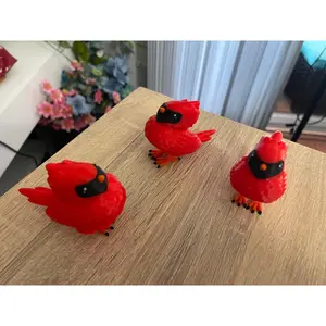 3D Printed Red Cardinal with Articulated Feet USA Made, PLA Figurine Statue