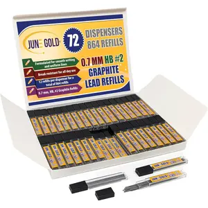 864 Pieces 0.7 mm HB #2 Lead Refills 72 Dispensers 12 Pieces Per Dispenser Medium Thickness Break Resistant Lead Graphite
