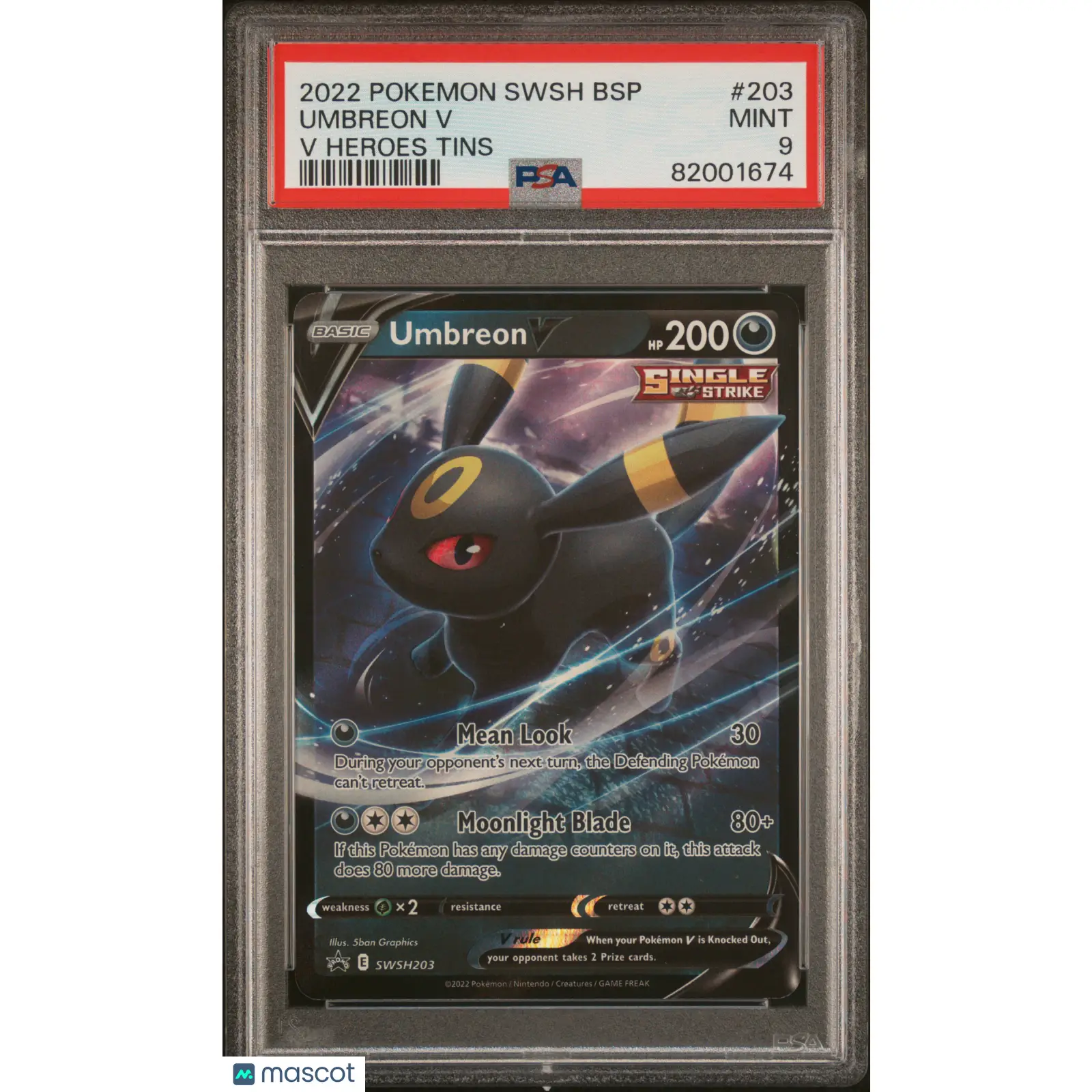 PSA 2022 Pokémon TCG Umbreon V #203 Full Art 9