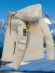 New Couple Windbreaker Jacket Bee Print, All-Weather Outdoor Hiking Coat, Fitted Casual Outerwear for Men and Women, Spring & Fall