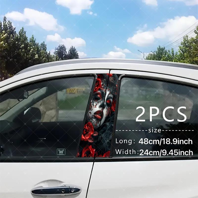 Gothic Vinyl Stickers Set, Car B Pillar Protection Decals, Easy Peel & Stick, Sunproof Waterproof Scratch Resistant, Fits All Vehicles