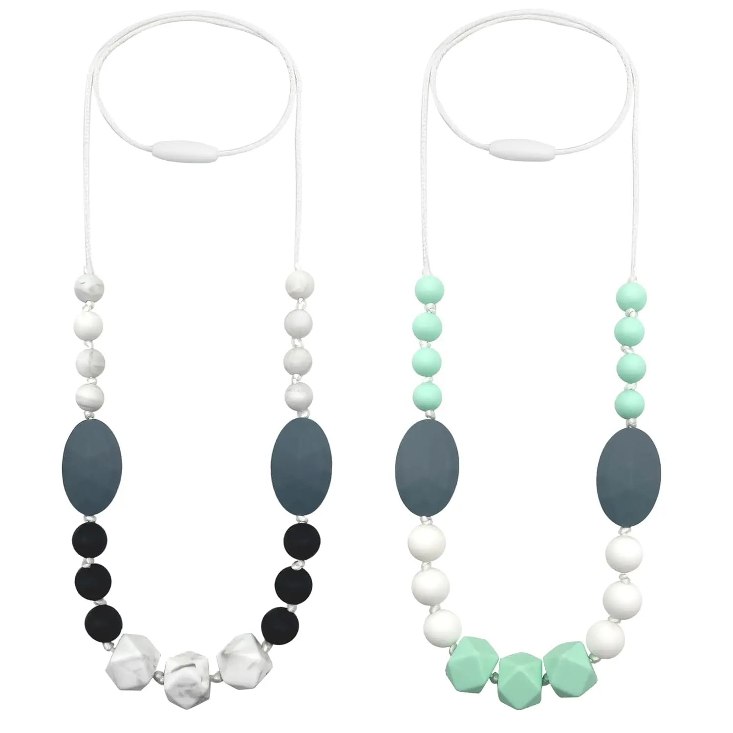 L-NKL022 Silicone Nursing Necklaces for Mom to Wear, 2 Pack Chew Necklace for Sensory adults and kids, Breastfeeding Sensory Necklace for Boys, Girls to Reduces Anxiety