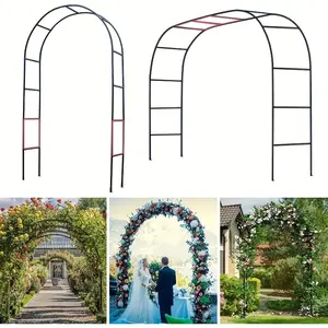 1Pc Metal Garden Arch Frame Sturdy Iron Structure Dual Assembly Ways Multifunctional Climbing Plant Rose Arbor Outdoor Backyard Patio Wedding Decor Flower Stand