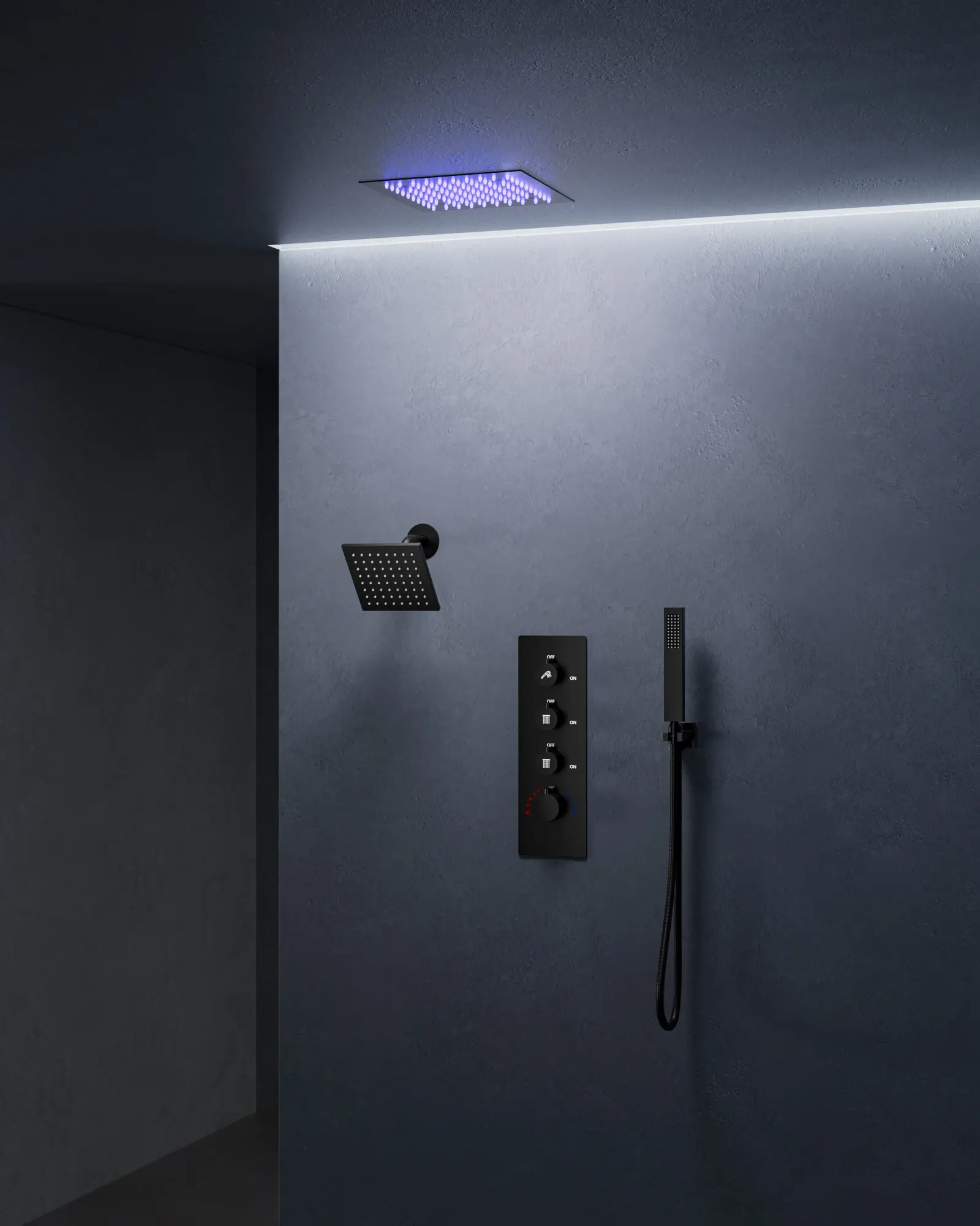 HermometerShower Head: Water,Pressure-Balanced LED Tub & Shower Faucet | 1.26" Bathtub Spout,5" Overhead Spray with LED Functionality,Different colours indicate different temperature ranges,Powered Fahrenheit Display canopy  showerhead