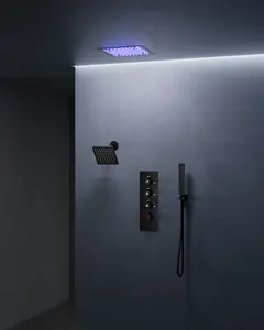 HermometerShower Head: Water,Pressure-Balanced LED Tub & Shower Faucet | 1.26" Bathtub Spout,5" Overhead Spray with LED Functionality,Different colours indicate different temperature ranges,Powered Fahrenheit Display canopy  showerhead