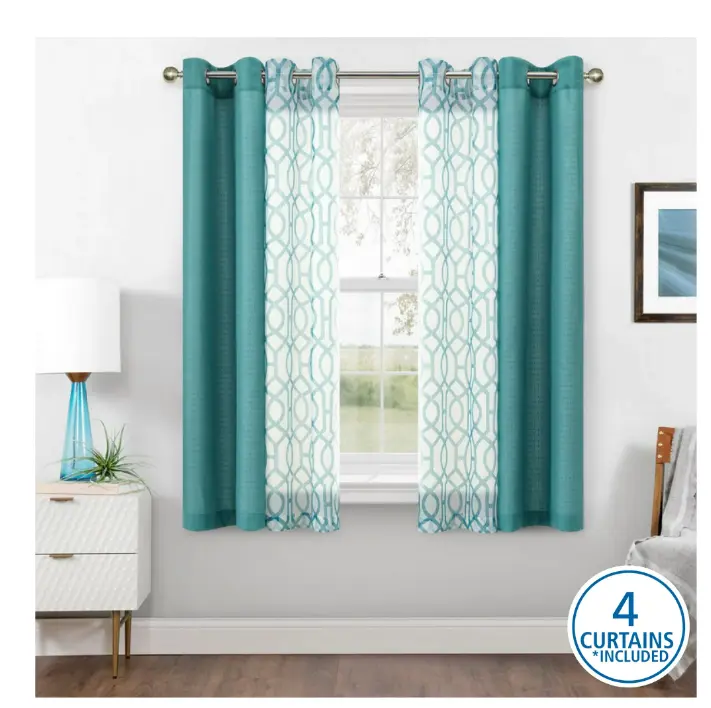Kingswood Pacifica 4 Piece Grommet Curtain Set, 27.5" W x 63" L Kingswood Pacifica 4 Piece Grommet Curtain Set, 27.5" W x 63" L