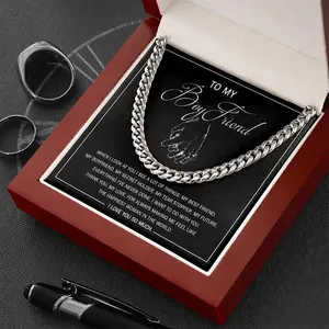 Personalized Boyfriend Cuban Chain Necklace, Anniversary Gift for Boyfriend, Gift for Boyfriend, Boyfriend Christmas Gift, Future Husband Gift.