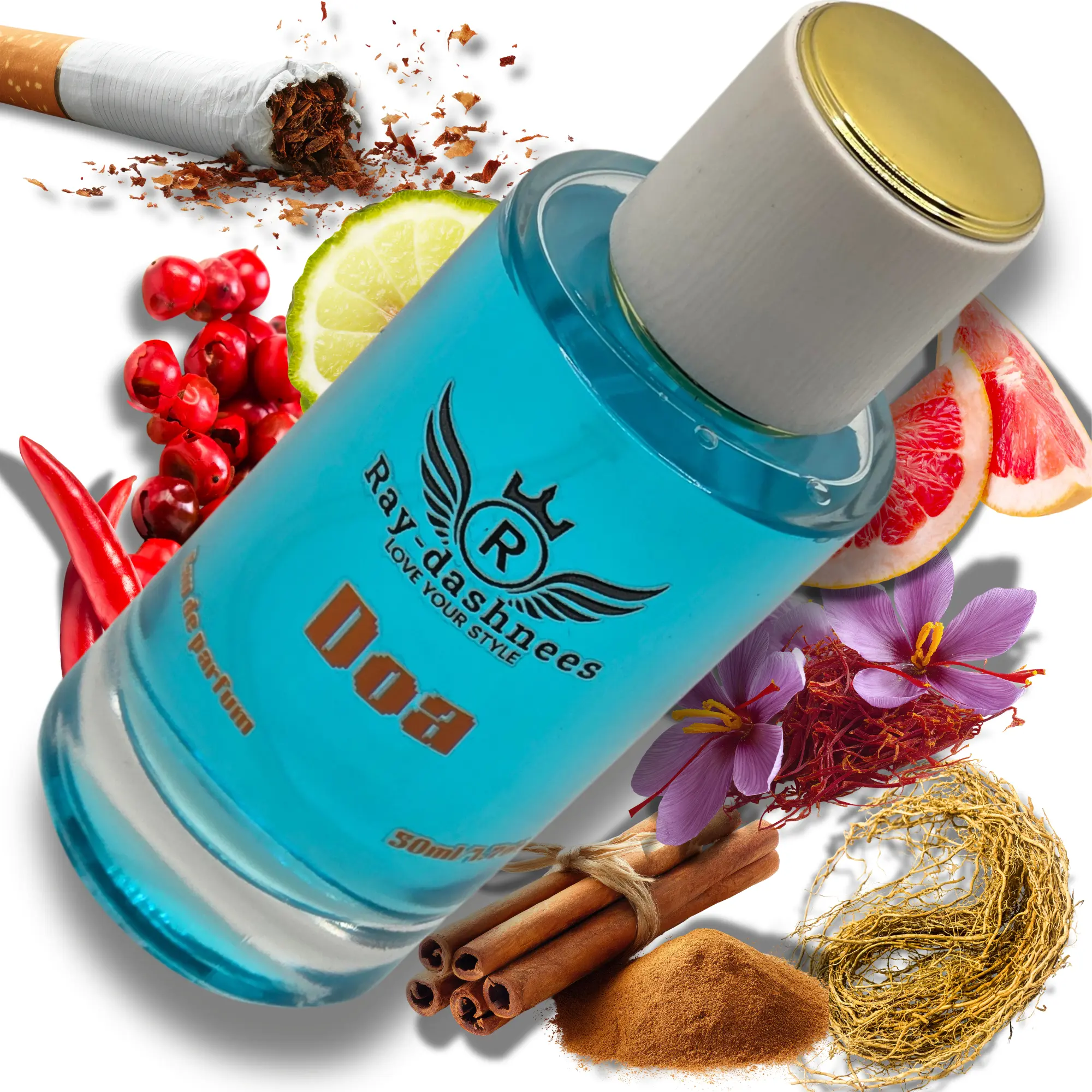 Doa Eau De Parfum Spray 1.7 oz by Ray-dashnees | cinnamon, Warm spicy Sweet Leather Citrus Aromatic Soft spicy accords | With Elemi Bergamot Grapefruit Pink Pepper Paprika Saffron Cinnamon Leather and Vetiver Notes | Men's Light Musk & Woody Cologne