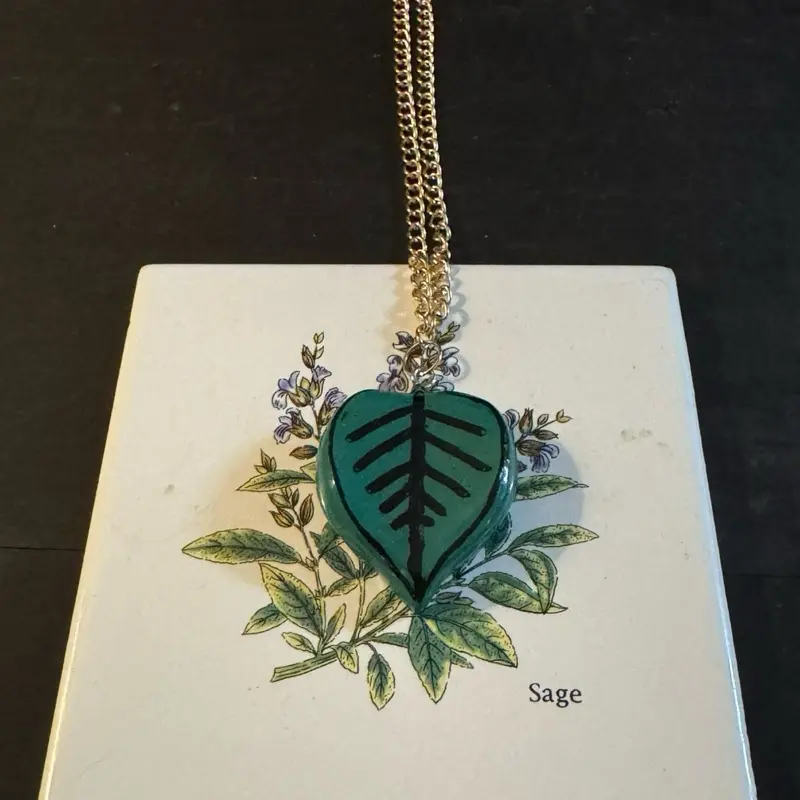 Autumn's Purple Door Polymer Clay Leaf with Gold Nickel Free Chain Necklace Unique Design Jewelry