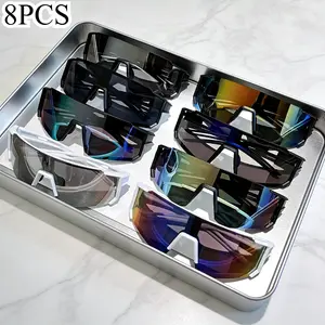 8 pairs of large-frame goggles, suitable for baseball, outdoor and summer activities--lightweight unisex glasses, wide-rim design, suitable for driving, fishing, and other scenarios