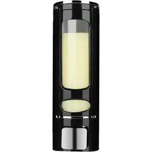 Single Wall Mounted Hand Soap Dispenser, 13.5oz/400ml Black Shower Pump, Clear Refillable Liquid Lotion Soap Dispenser, Gel Container Shower Pump Dispenser and Organizer for Bathroom Kitchen