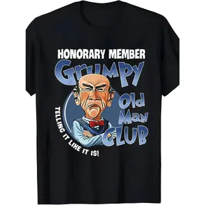 Men's Grumpy Old for Man Club Honorary Member T-Shirt- Soft, Summer, Short Sleeve, Men's Trendy Short Sleeve Shirt, Letter Pattern Print T-Shirt, Regular Crew Neck Tee