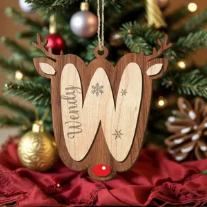 [XMAS DECOR] Custom Reindeer Christmas Ornaments – Personalized Family Name Holiday Decoration