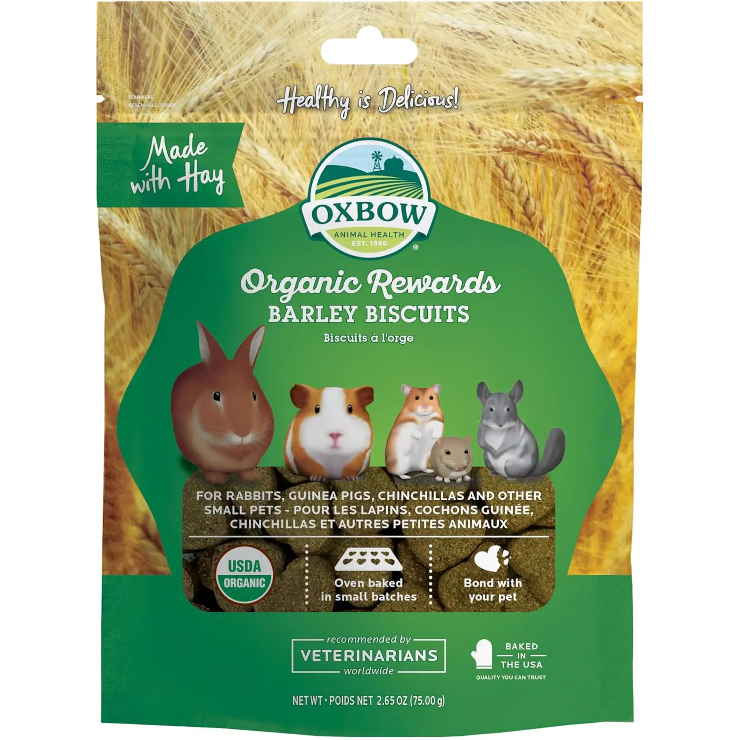 Organic Barley Biscuits 🌾🐹 Apple & Carrot Treats for Rabbits, Guinea Pigs & Hamsters