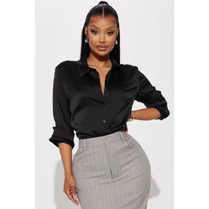 Smooth Talkin' Button Down Top - Black