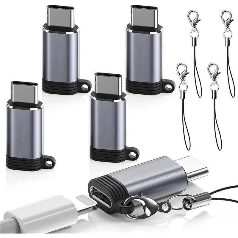 5 Pack USB C to Lightning Charge Adapter for iPhone 16 15, Lightning to USB C Adapter with Fast Charge Data Transfer for iPhone 16 15 Plus Pro Max, Galaxy S24 S23, Pixel 8 7 6, iPad Pro, Macbook Pro