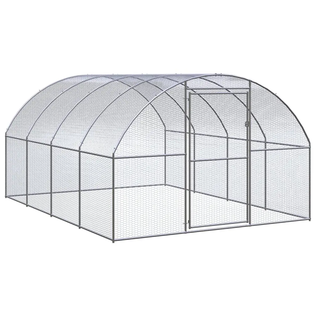vidaXL Chicken Coop, Chicken Run Hen House, Battery Cage for Chickens Poultry, Easy to Assemble Chicken House Animal Cage, Galvanized Steel 3095464