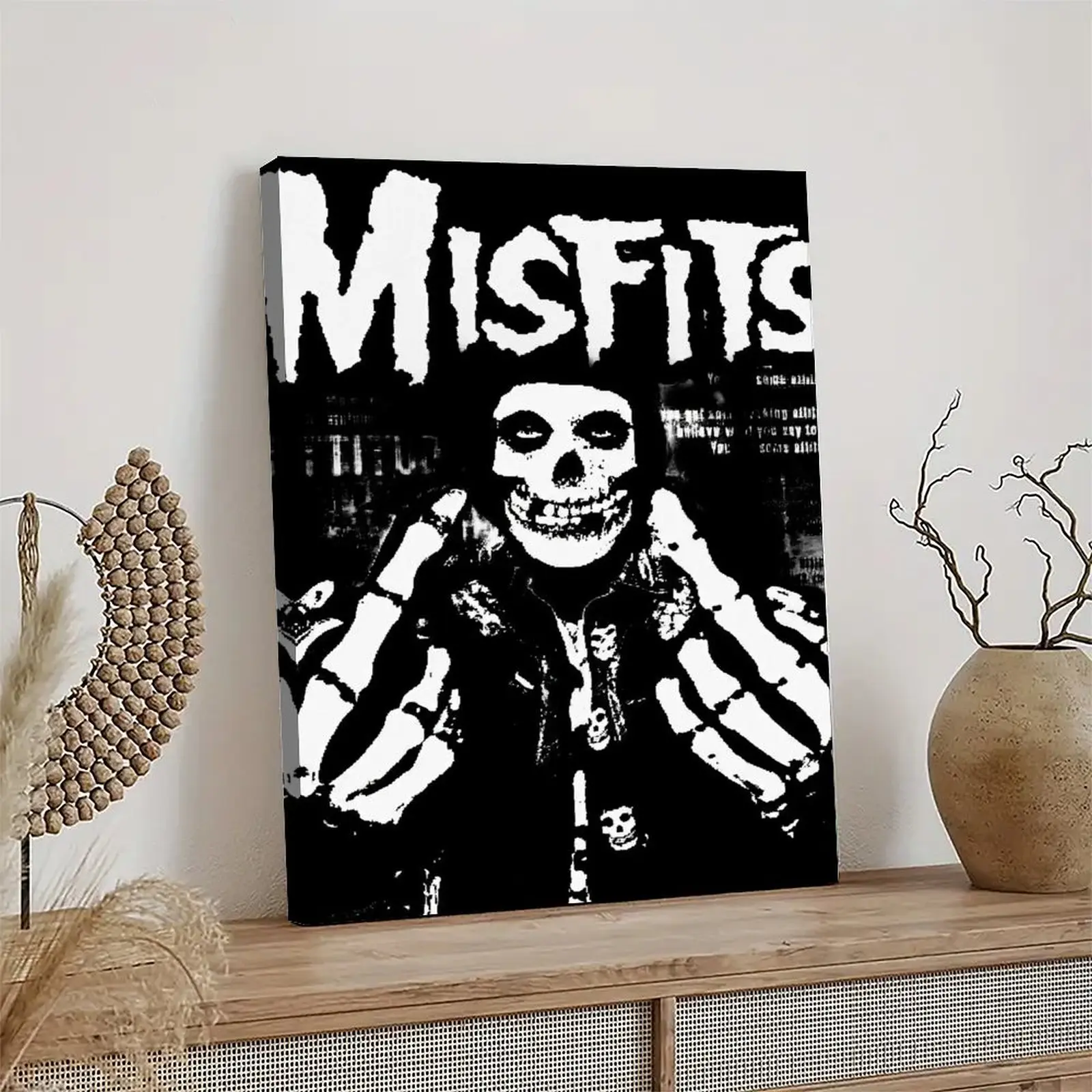 Misfits Artistic Pine Wood Print Wall Decor, Classic Oil Painting Style Canvas Poster for Living Room & Porch Home Decoration