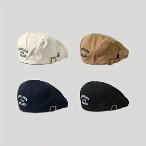 Men'S Elegant Vintage Beret Hat - Non-Stretchy Structured Fit, Classic Black/White/Beige/, Formal & Casual Events - Easy-Care Hand Washable Cap for Everyday & Special Occasions, Streetwear Accessory, Artistic Flair, Durable Fabric, Stylish Headwear, Fashi