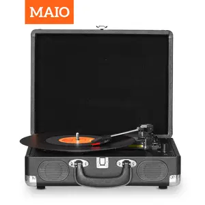 Maio S100 vinyl record, turntable, gramophone device, high-fidelity stereo, built-in speaker, 3-speed, belt-driven vintage gramophone, 3.5mm music output, can be connected to external speakers, the best holiday gift, a music feast for family and friends!