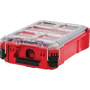 Milwaukee PACKOUT 11 Compartment Red Small Parts Low-Profile Organizer 15-15/64" Wide x 4-39/64" High x 9-23/32" Deep 48-22-8435