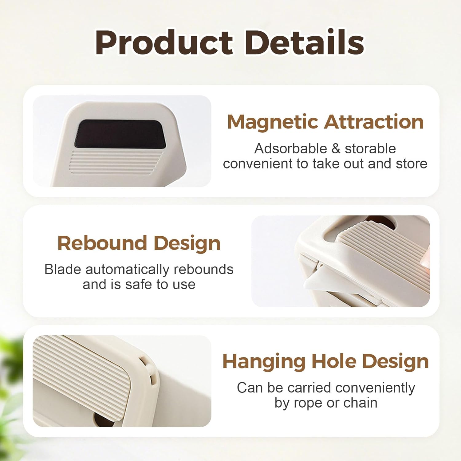 Portable Magnetic Ceramic Box Cutter Safe Retractable Utility Knife 7mm Sharp Blade, Rust Resistant Package Opener for Home Office Warehouse