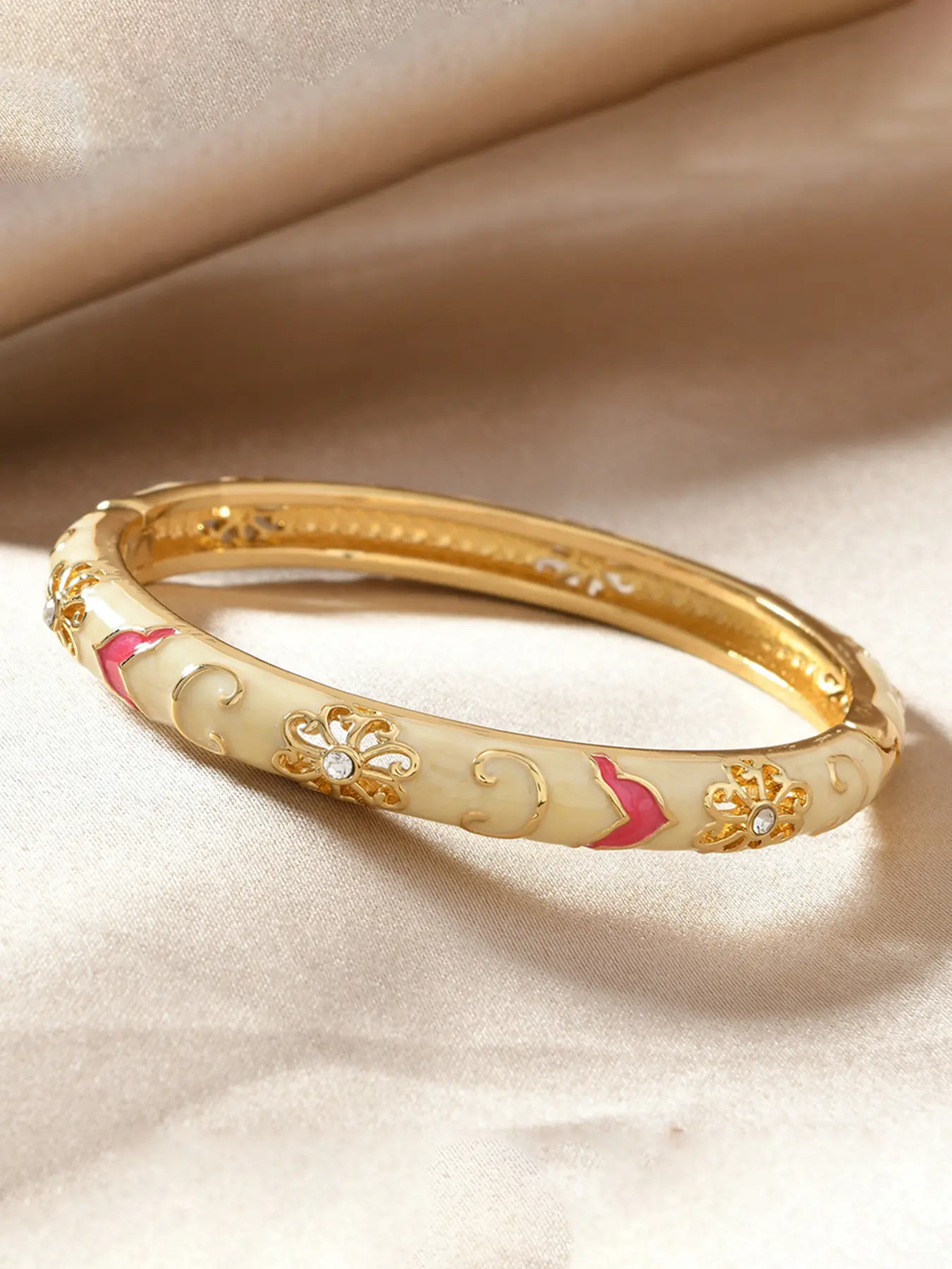 Vintage Flower Pattern Bangle, Boho Style Jewelry for Women & Girls ...