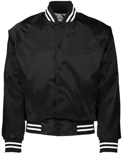 Augusta Sportswear Unisex Striped Trim Satin Baseball Jacket