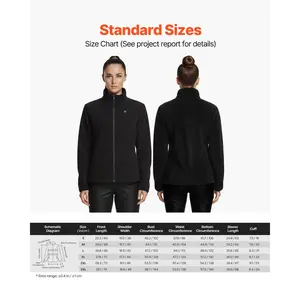 VEVOR Heated Fleece Jacket for Women, Heated Sweatshirt with 7.4V 16000mAh Rechargeable Power Bank Pack, 6 Heating Zones, 3 Temp Levels, 3h/6h/10h Warmth, for Winter Outdoor Camping, Black, XXL Size